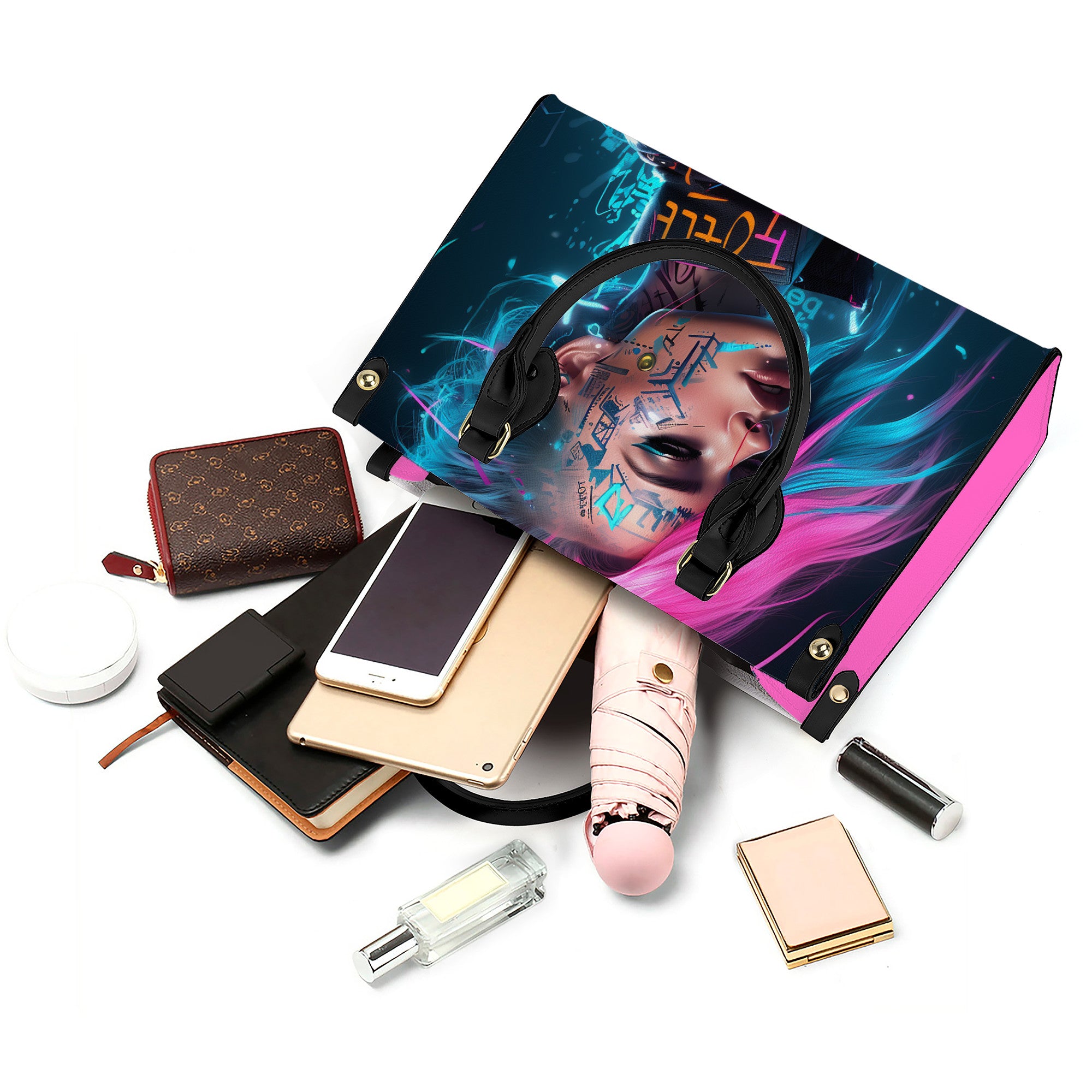 SF_B3 Luxury Women PU Tote Bag - Black