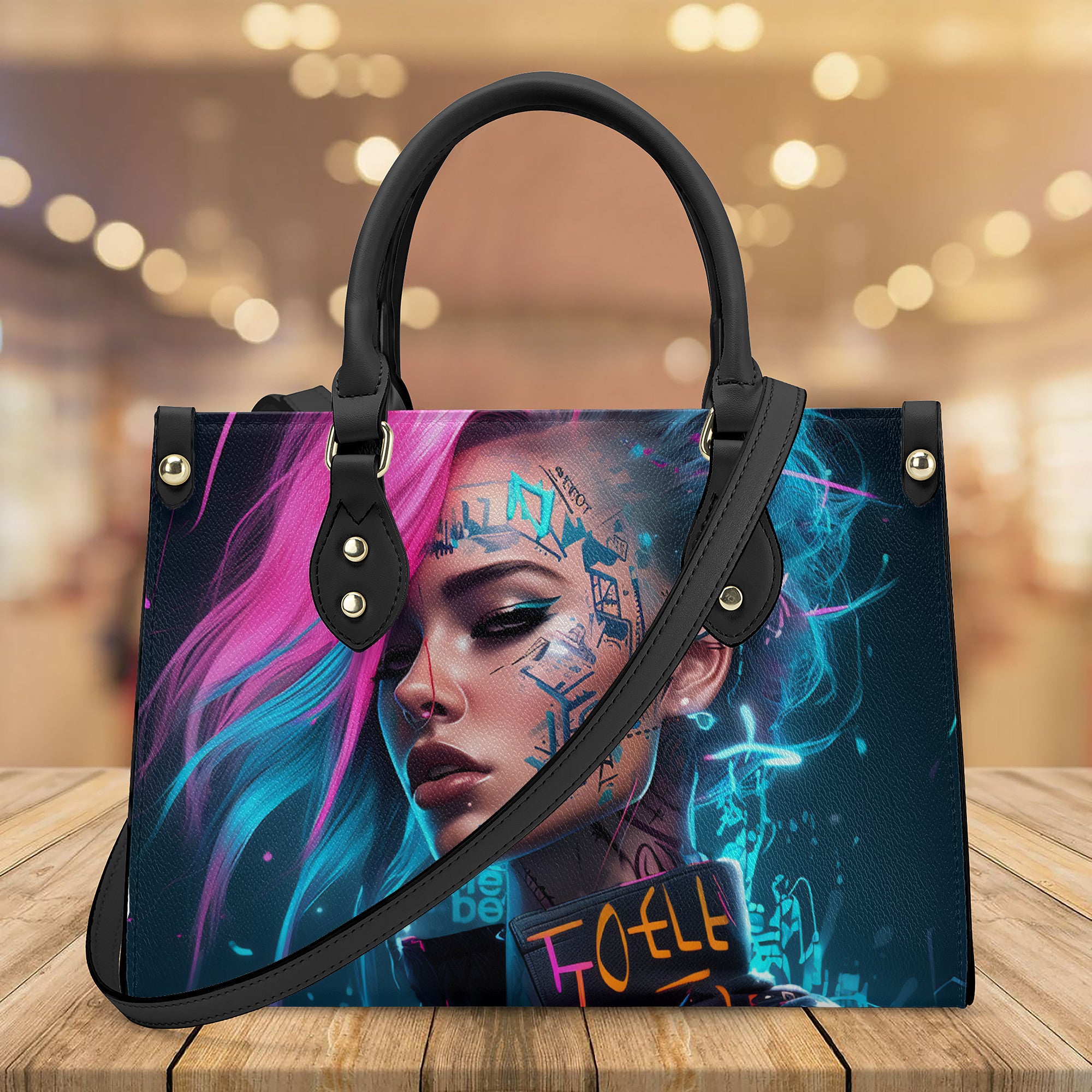 SF_B3 Luxury Women PU Tote Bag - Black