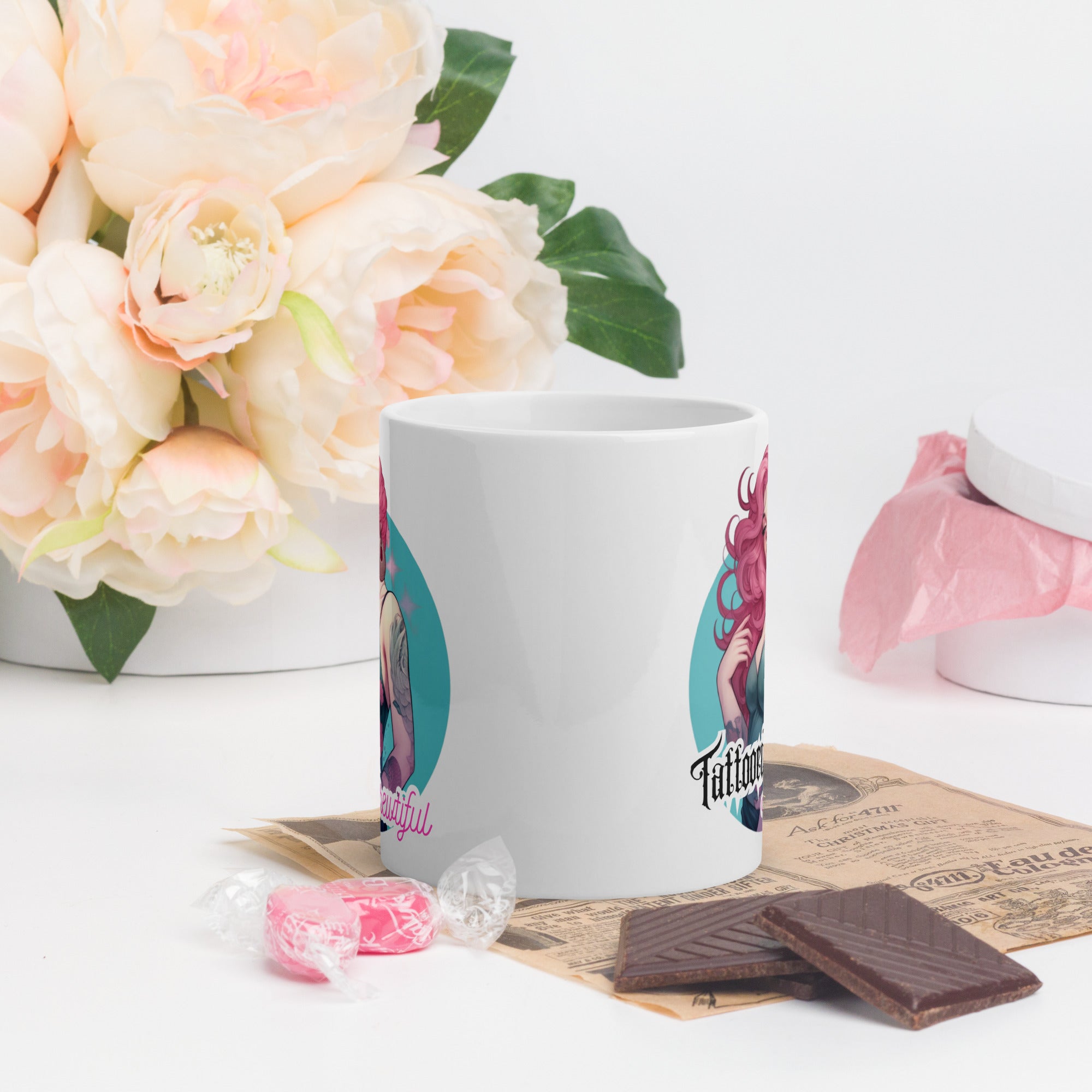 White glossy mug