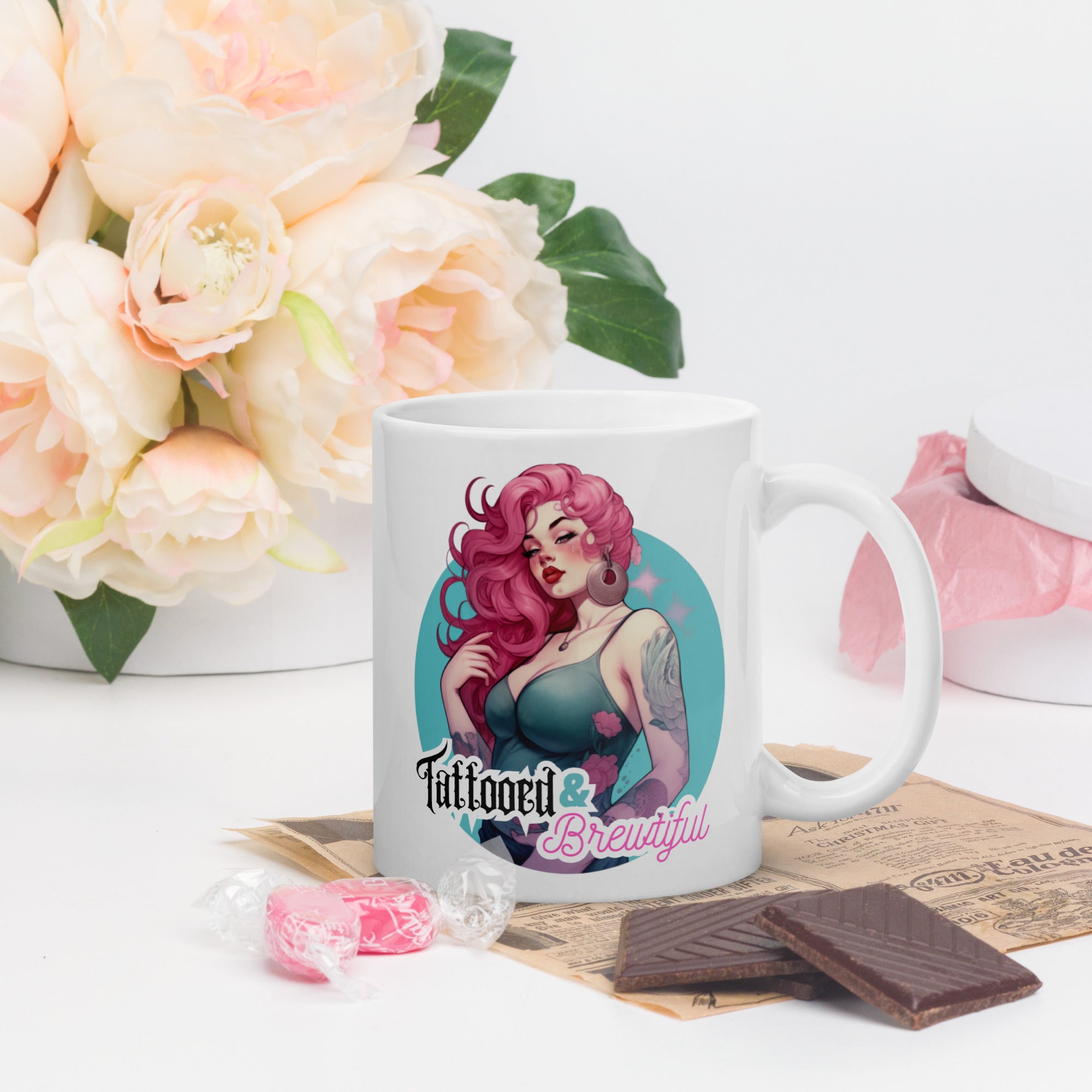 White glossy mug