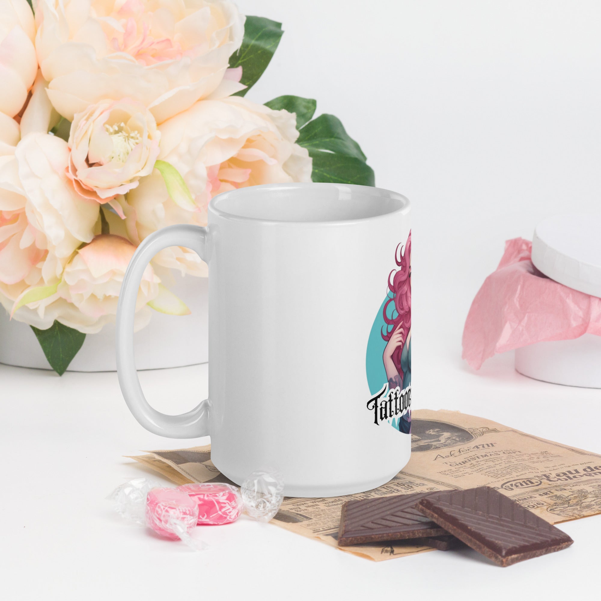 White glossy mug