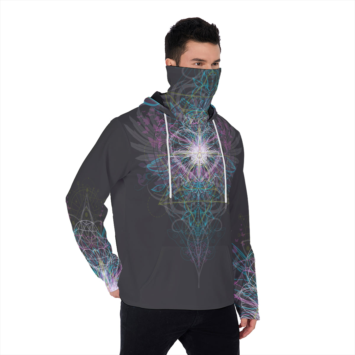 All-Over Print Men's Pullover Hoodie With Mask