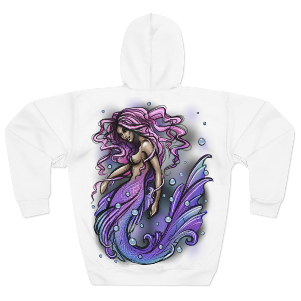Mermaid AOP Unisex Pullover Hoodie - Electric Linda