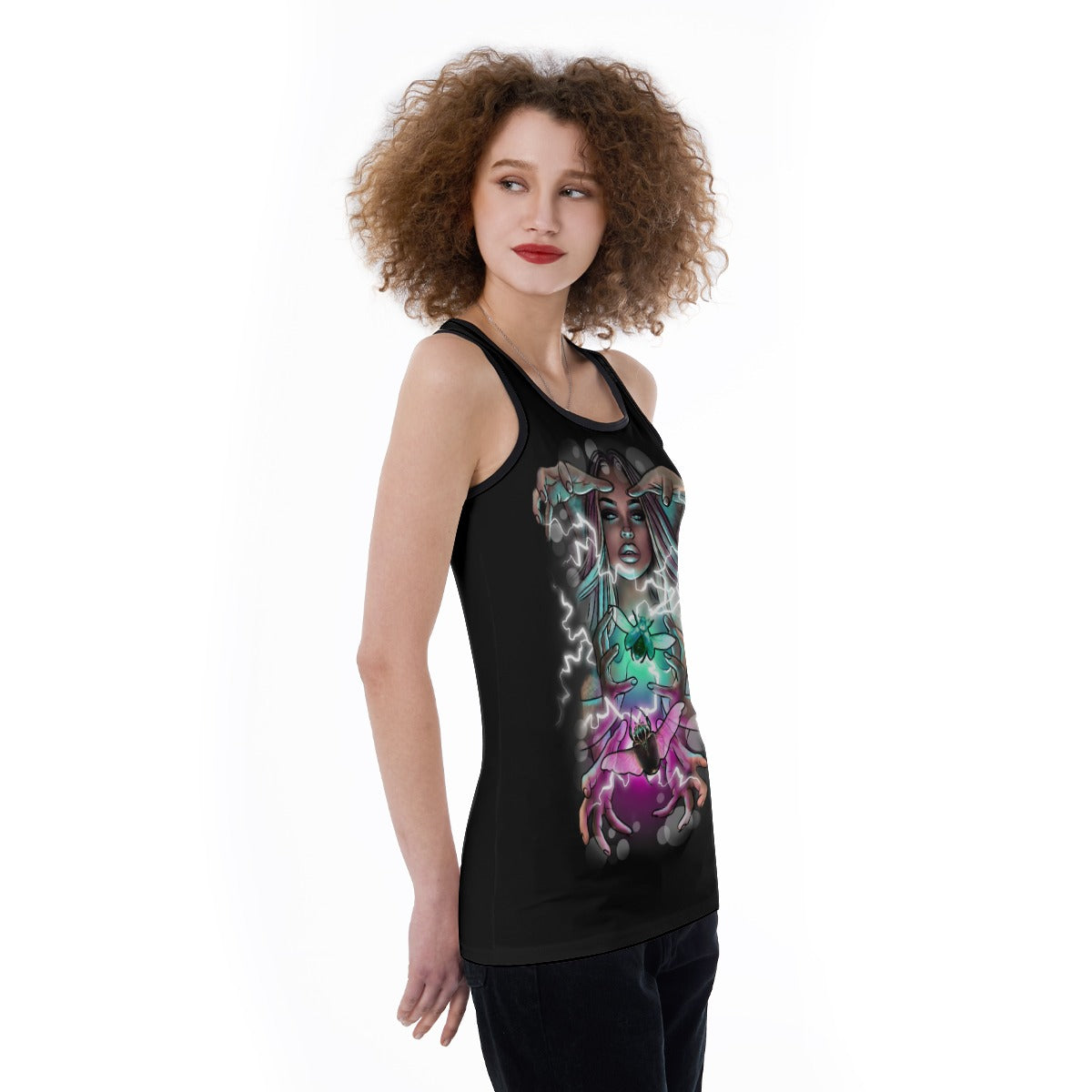 All-Over Print Women's Back Hollow Tank Top