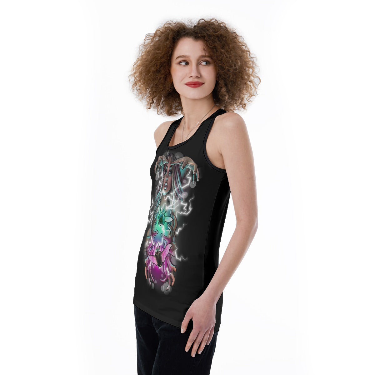 All-Over Print Women's Back Hollow Tank Top