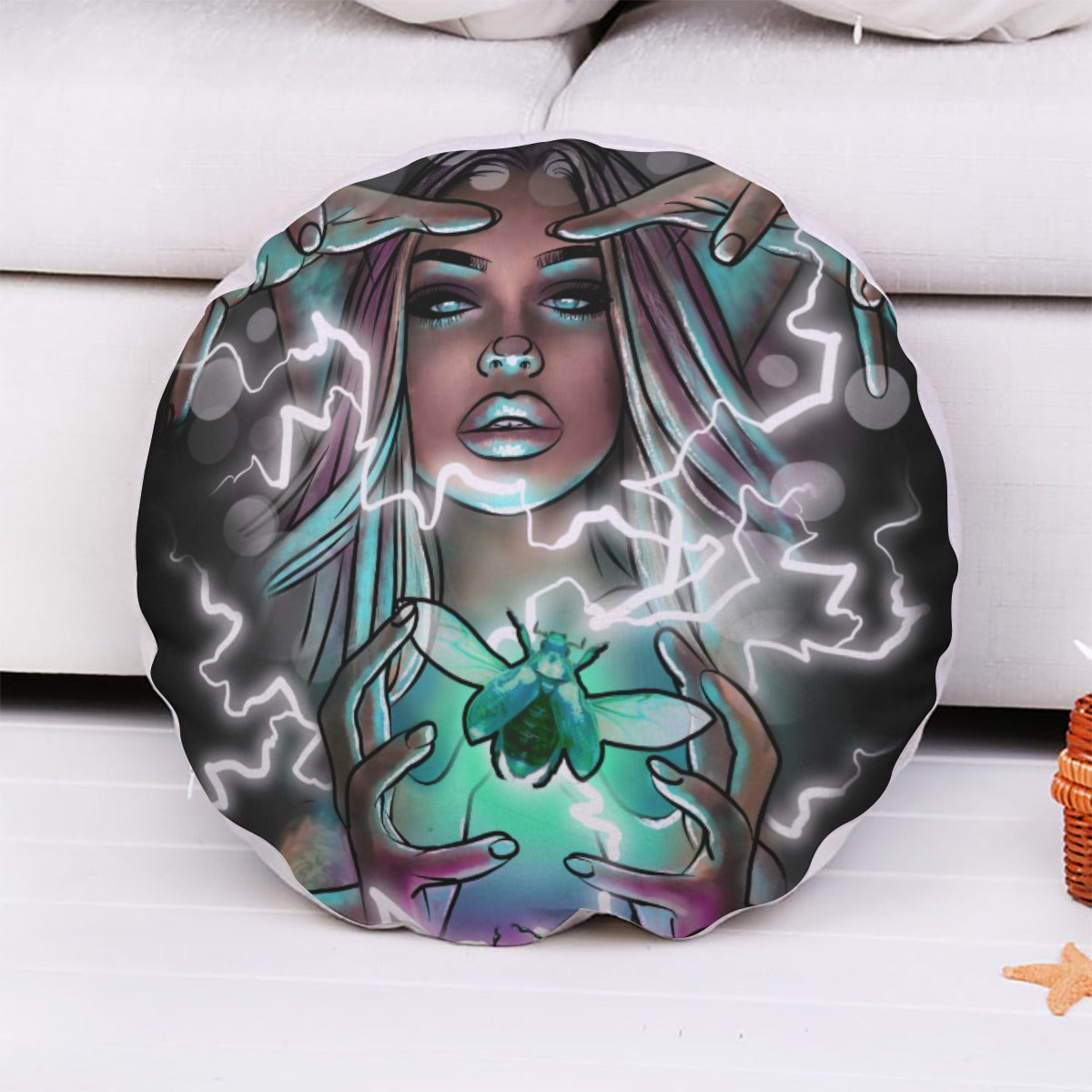 Round pillow - Electric Linda