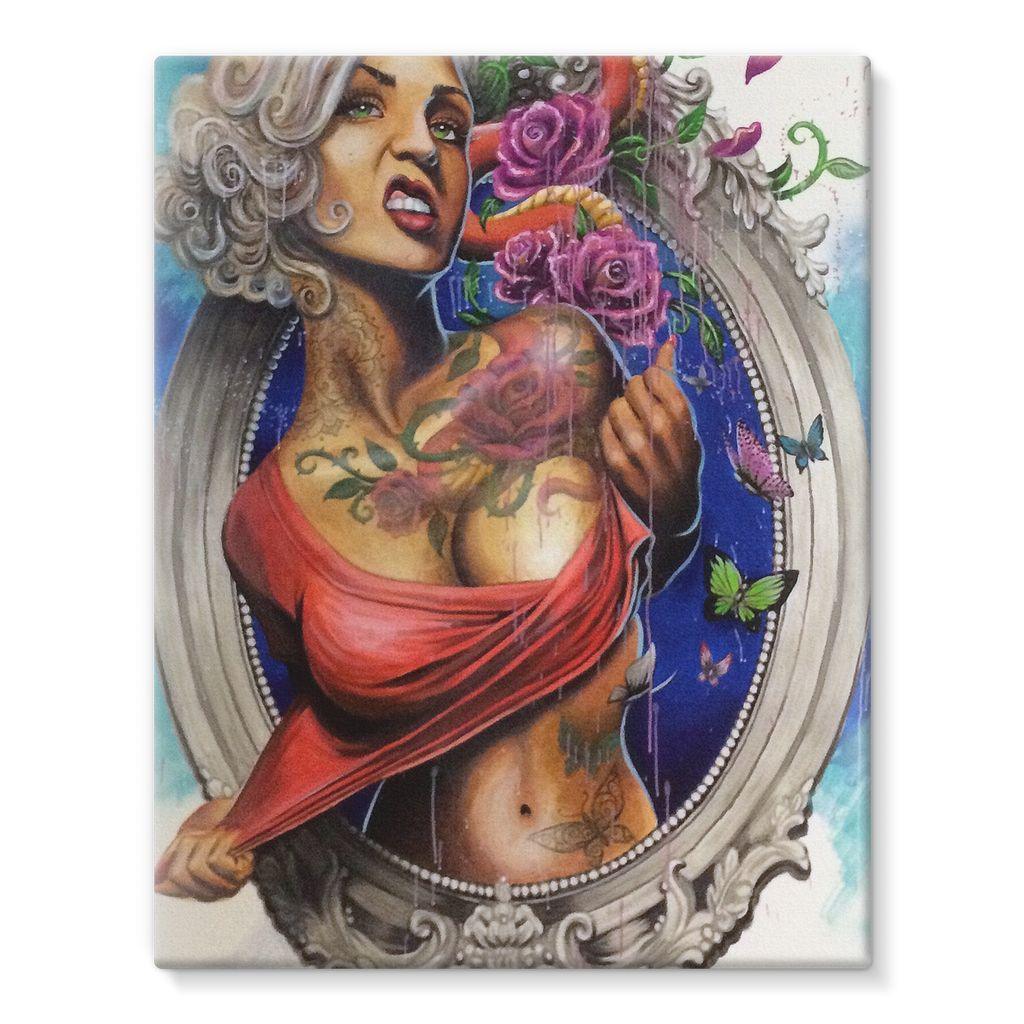 Mural Lady Stretched Eco-Canvas - Electric Linda