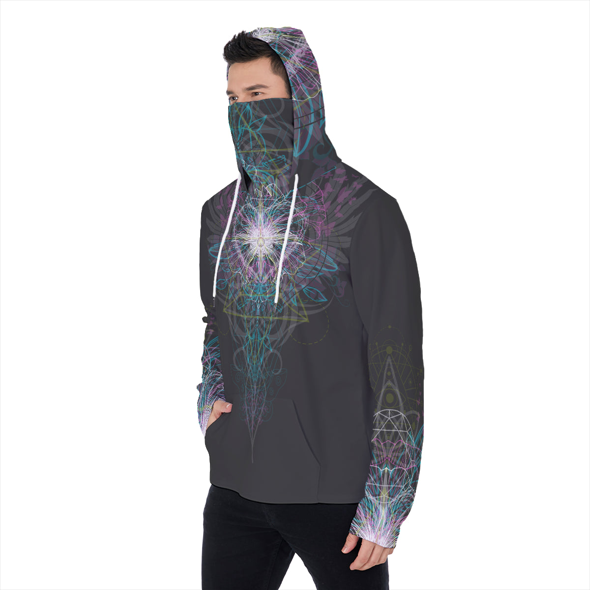 All-Over Print Men's Pullover Hoodie With Mask