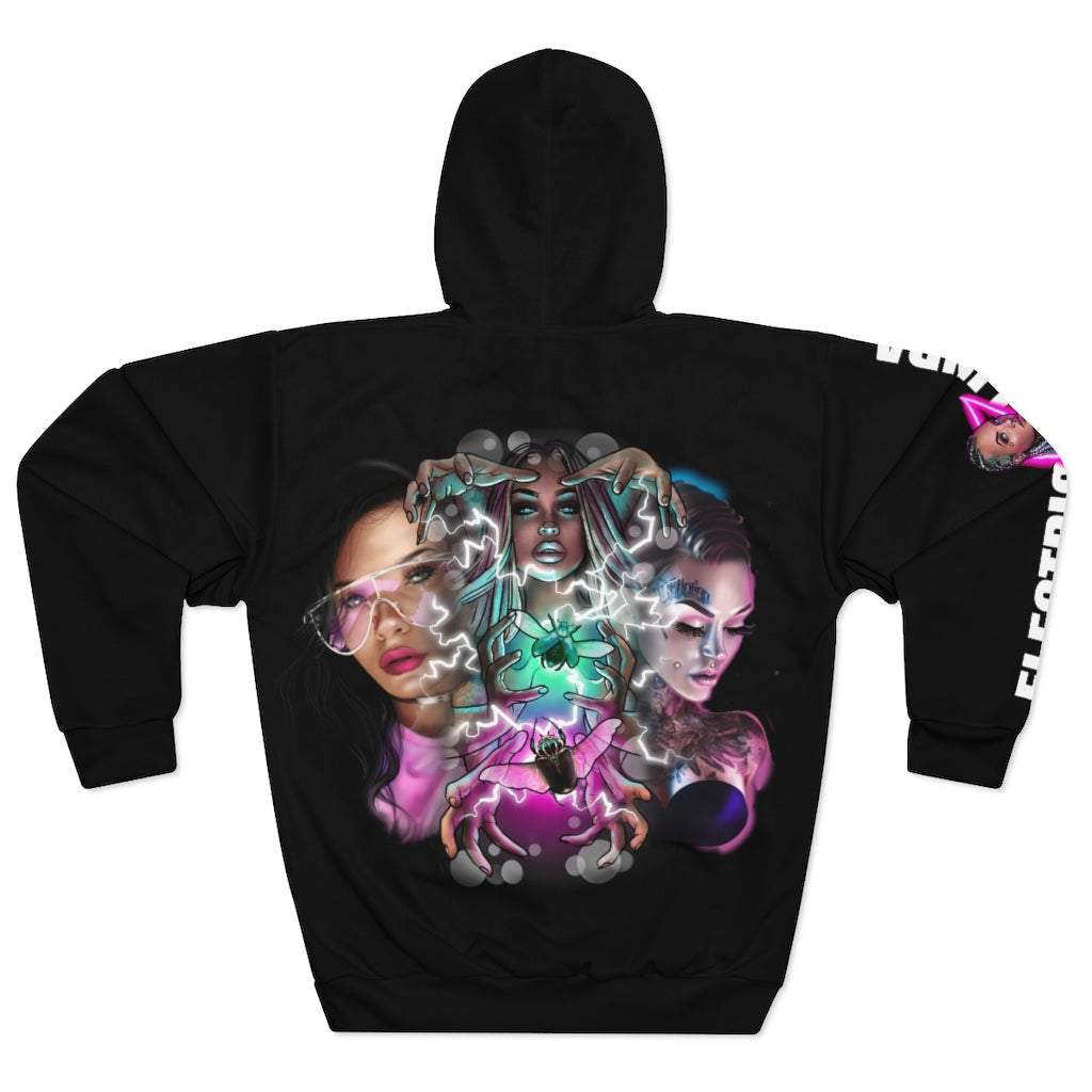 Pinups AOP Unisex Pullover Hoodie - Electric Linda