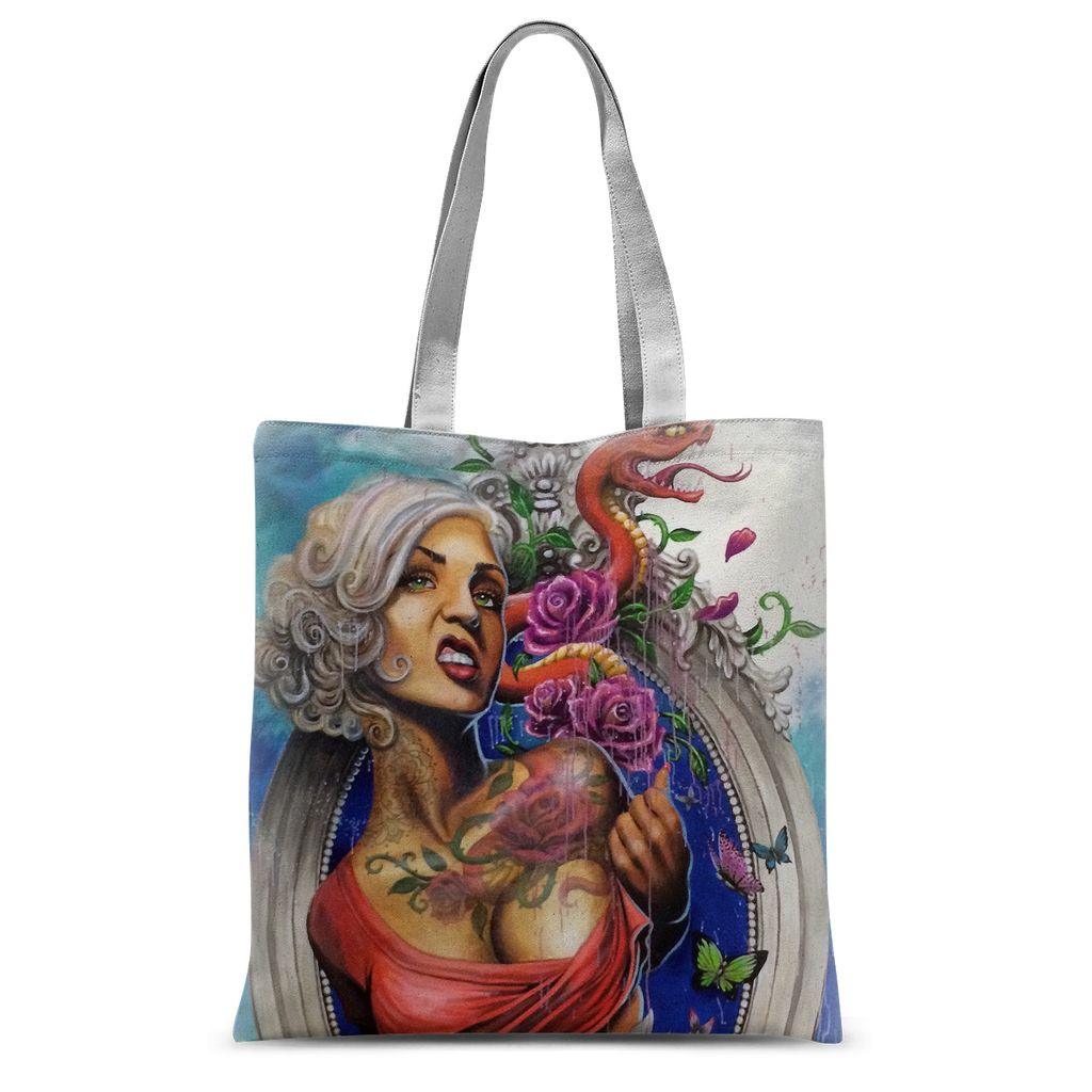 Mural Lady Sublimation Tote Bag - Electric Linda