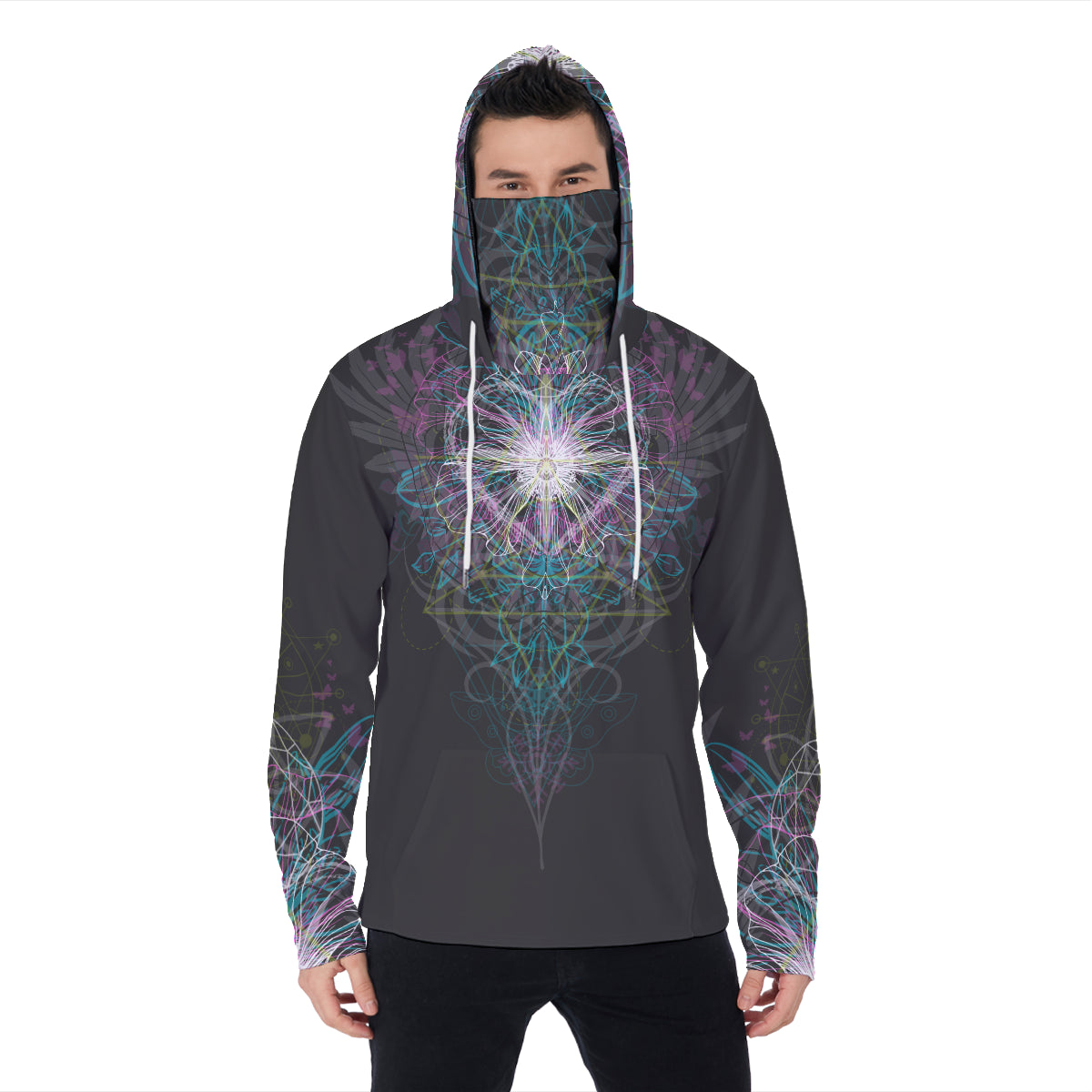 All-Over Print Men's Pullover Hoodie With Mask