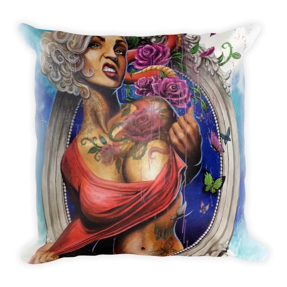 Mural Lady Square Pillow - Electric Linda