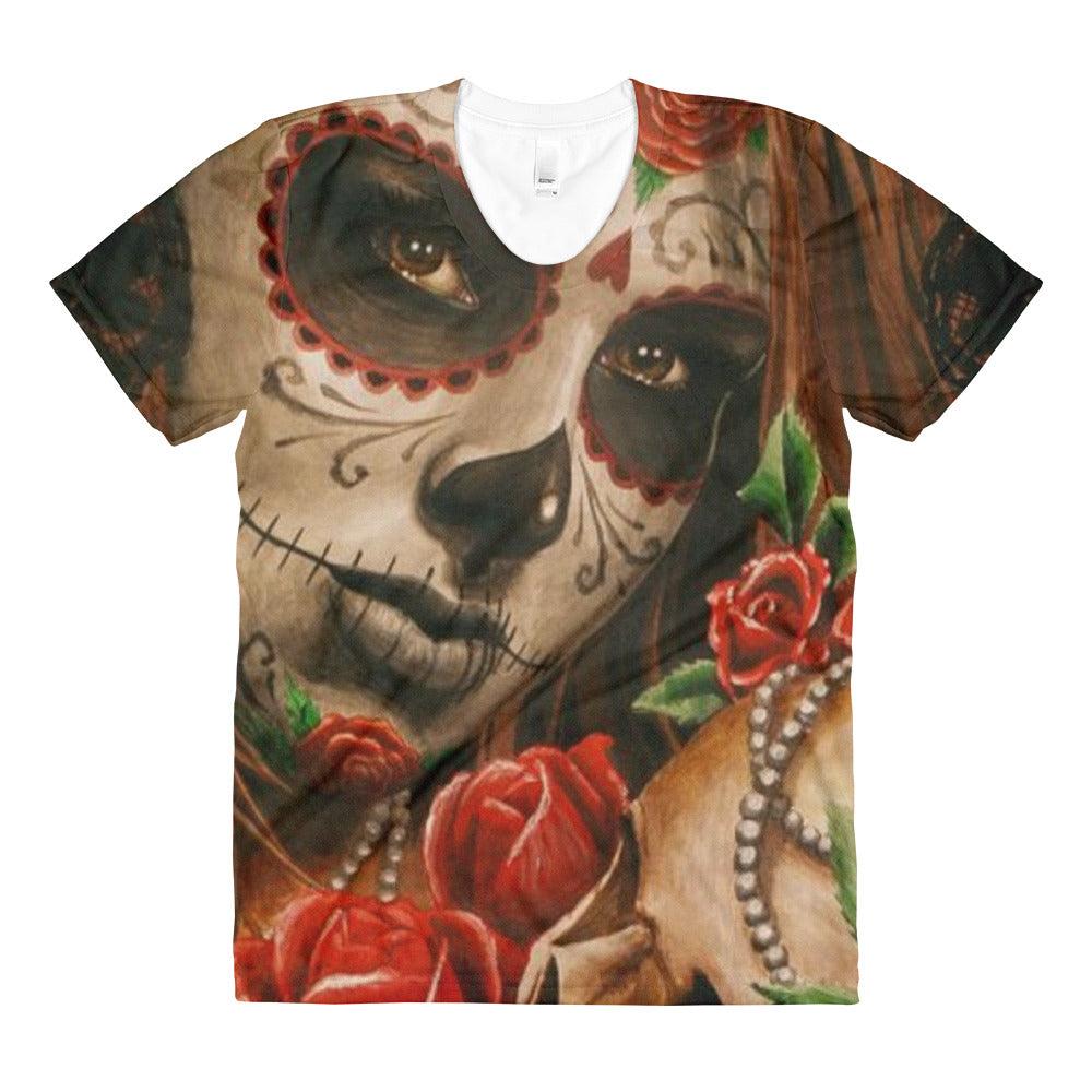 Pearl Sublimation women’s crew neck t-shirt - Electric Linda