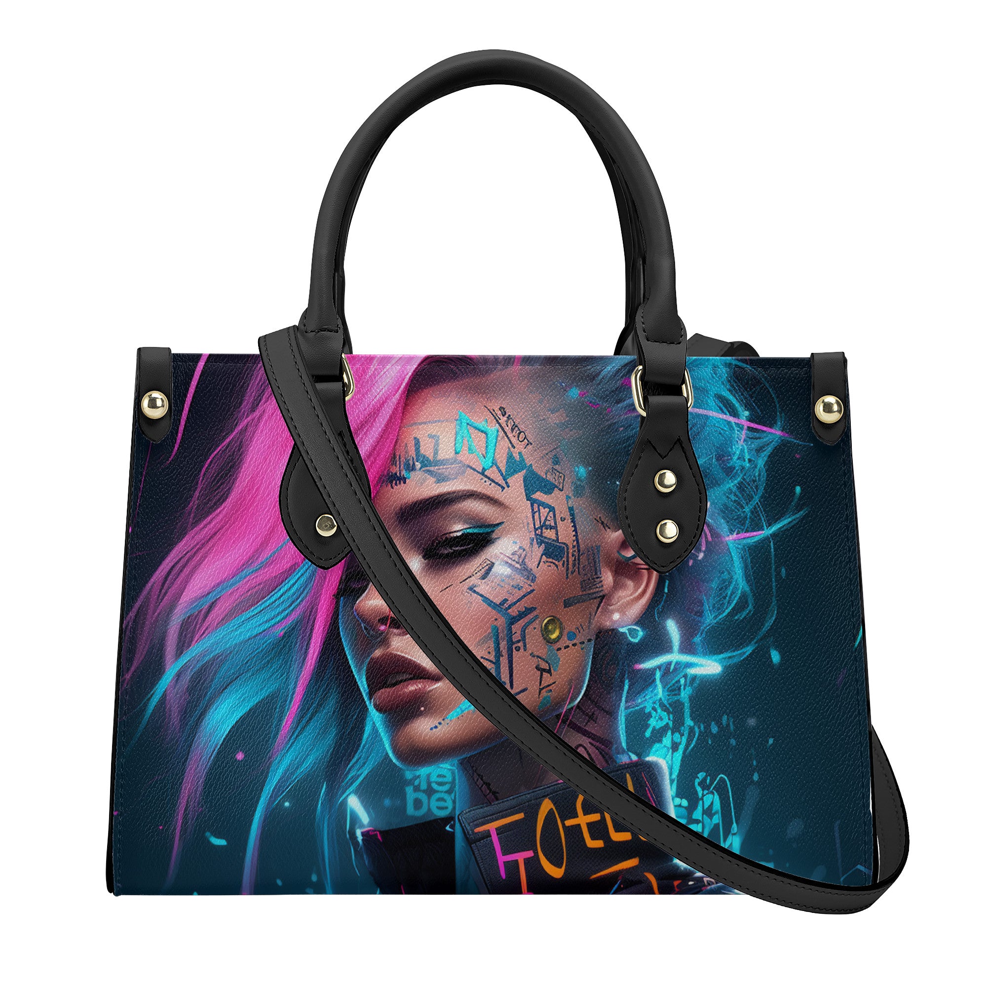 SF_B3 Luxury Women PU Tote Bag - Black - Electric Linda