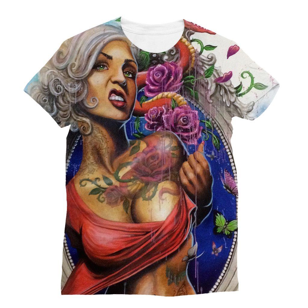 Mural Lady Sublimation T-Shirt - Electric Linda