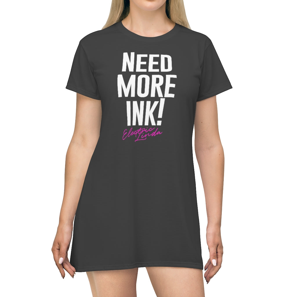 Need More Ink AOP T-shirt Dress - Electric Linda